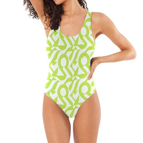 Maillots de bain pour femmes vert citron taille haute effet galbant