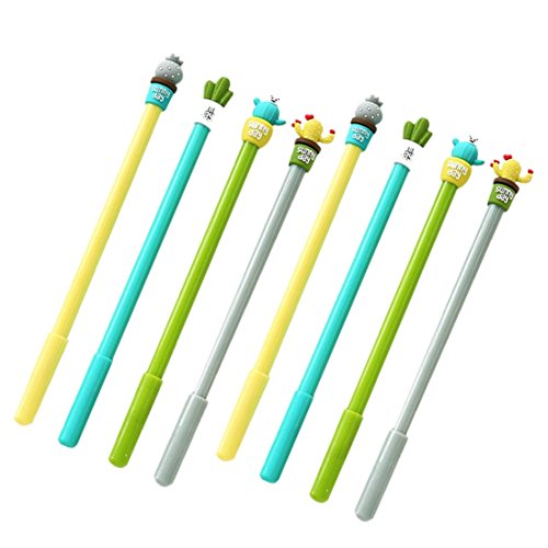 Bolígrafos de gel coloridos Kawaii Botany Cactus 8 unidades
