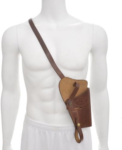 M3 Premium Brown Drum Dyed Leather Tanker Shoulder Holster Marked JT&L 1943 fits USGI M1911, SIG 226, Beretta 92FS,Glock 17, 19, 21,30S,34,36,37 and 41