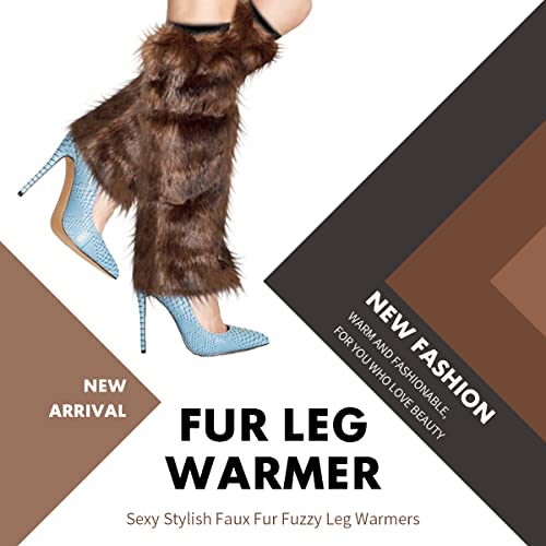 PowerKing Women's Faux Fur Leg Warmer Furry Long Boot Cuffs Cover for Winter Wear and Outdoor Activities2