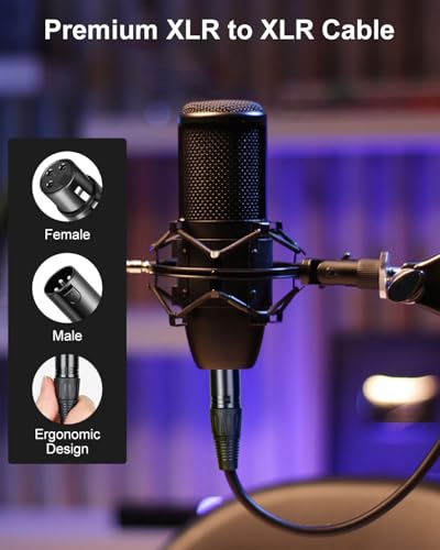 Image of Aqdocvf 2-Pack Premium XLR Cable - 50ft, Male to Female Microphone Cable