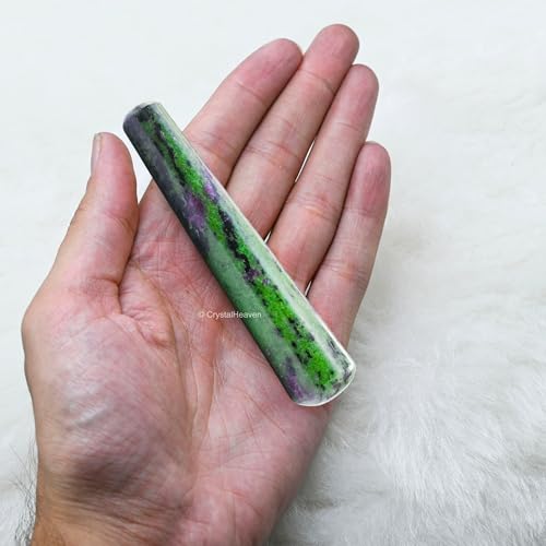 Image of Ruby Zoisite Crystal Wand - Smooth Crystal Wand for Energy Healing, Chakra Balancing, Meditation and Home Decor - Crystals and Healing Stones for Gift