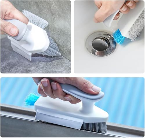 Image of Grout Cleaner Brush 4 in 1 with Squeegee,Bathroom Cleaning Brushes,V-Shape Gap Scrub Brush Crevice Cleaning Brush Tools, Multifunctional scrubbing Floor Brush for Corner,Window,Sink,Kitchen
