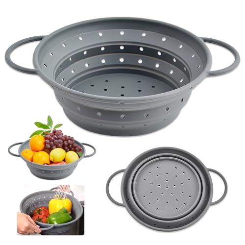 Passoire Pliable en Silicone, 28 cm Passoire cuisine pliable, Sans BPA, Pour Égoutter Pâtes, Légumes, Fruits et Légumineuses, Facile à Ranger, Idéale...