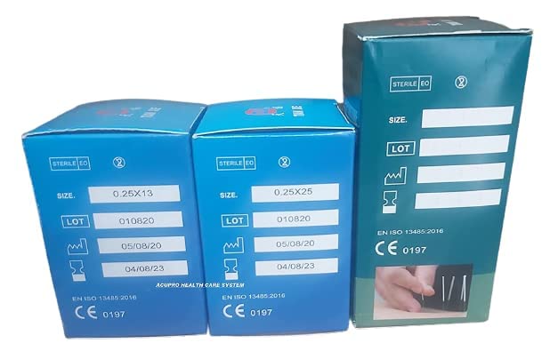 Dry Needling Acupuncture Needles Tube Pack .25x13 mm.25x25 mm.25x40 Size 3 Box 300 Needles Combo