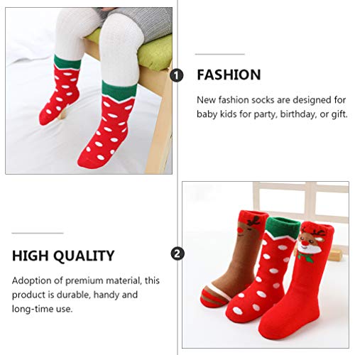 KESYOO 3 Pares de Meias de Natal para BebÃªs Feriado Quente AlgodÃ£o Engrossar Inverno Acolhedor Mei