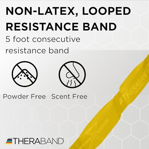 TheraBand CLX Resistance Band with Loops, Fitness Band for Home Exercise and Full Body Workouts, Portable Gym Equipment, Best Gift for Athletes, Individual 5 Foot Band, Yellow, Thin, Beginner Level 2 by TheraBand - Used condition - Image 2