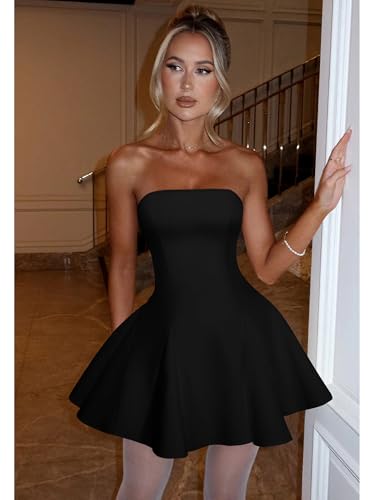 DAAWENXI Women's Sexy Summer Strapless Mini Dress Homecoming Off Shoulder Sleeveless Party Club Short Dresses2