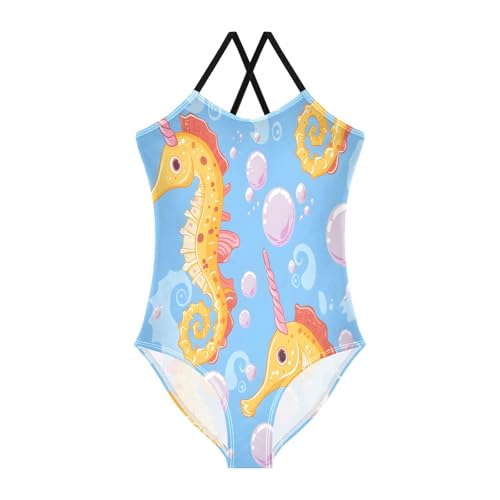 Seahorse Bubble Girls One-Piece Swimsuit Beach Bathing Suit