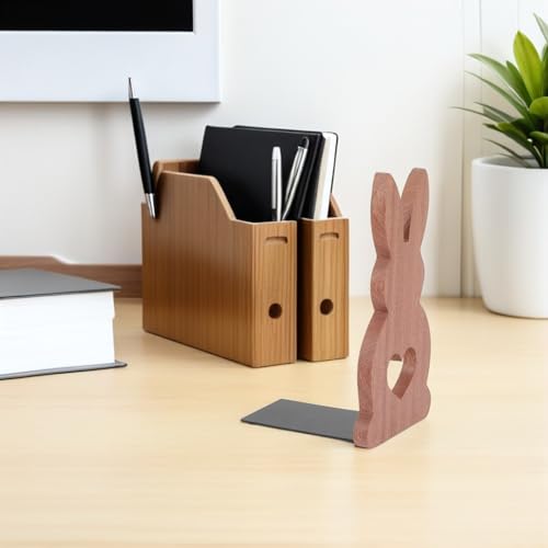 Serrage-Livres en Bois Marron Stop Bureau Encombré Rangement 2 Pièces