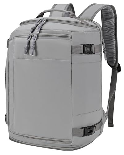 Nixjoro 40x30x20 cm Travel Bag Expandable to 40x30x25 cm Personal Item Travel Bag Carry On Backpack Flight Approved Underseat with USB Charging Port 15.7 inch Weekender Bag for Men Women(Grey)