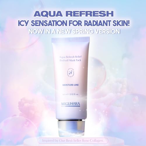 MIGUHARA Aqua Refresh Peel-Off Mask Pack, Face Mask with Lacto-PDRN, Botanical & Flower Extracts for a Fresh, Clean Feel and Smooth-Looking Skin Appearance – Korean Skincare (60ml/2.02 fl.oz.)