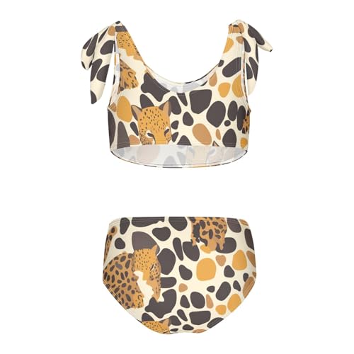 Abstract Leopard Cheetah Skin Shapes Girl Two Piecing Kids Bikini Set Beach Bathing Suit Swimwear Cute Shoulder Strap2