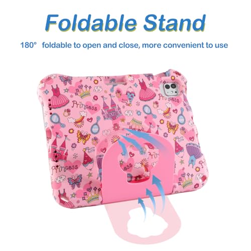 iPad Air 11 2026 M4 11 inch Kids Tablet Case for Kids Boy Girl,iPad Air 4th 5th 6th Generation Princess Light EVA Foam Shockproof Kid-Friendly Kid Pro Tablet Cover with Stand Handle Pink - image 2