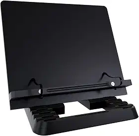 Marca Fácil Suporte para Livro e Notebook Resistente Ergonômico Durável Leve Portátil 19 Níveis de Ajuste com Prendedores de Páginas Preto M05
