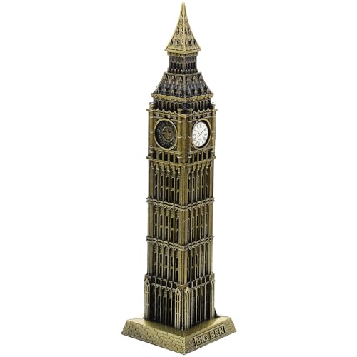 EXCEART Big Ben Clock Tower Statue London Landmarks Model Metal UK Building Model Collectible Figurine Vintage Home Decor for Tourism Souvenir Desktop Decoration Bronze