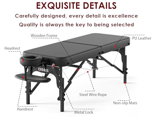 Image of CLORIS 84 inch Professional Massage Table 2 Section Portable Hold Up to 1100LBS