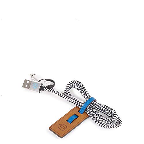 PIQUADRO Bagmotic Fascetta Fermacavo in Pelle con Cavo Usb, Blu, 1x2x8 cm (W X H X L)