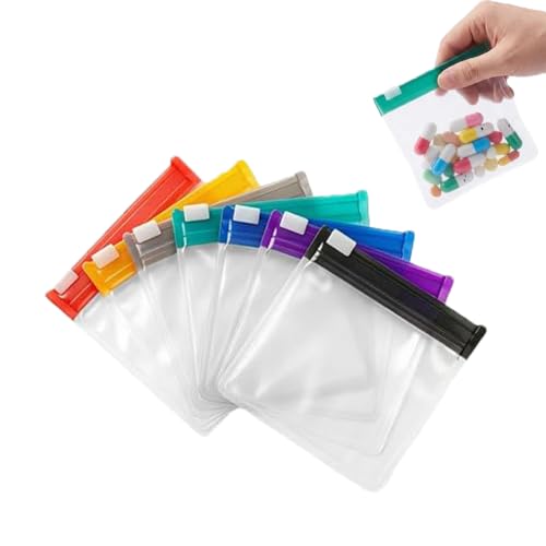 Image of Waterproof Pill Pouch Set, Self Sealing Medicine Bags, 7-14 Days Travel Pill Organizer, Water-Resistant Pill Pouch Set for Medicine Vitamins Small Items Daily Use (7 Pcs)