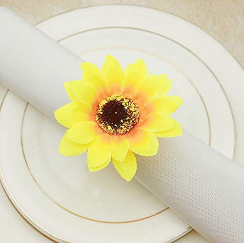 Allinlove Napkin Rings Set Of 4, Yellow Sun Flower Napkin Holders Rings Floral Napkin Buckle Table Decorations For Wedding Banquet Birthday Holiday Daily Dinner Party Decor Favor Home Kitchen #TOP3