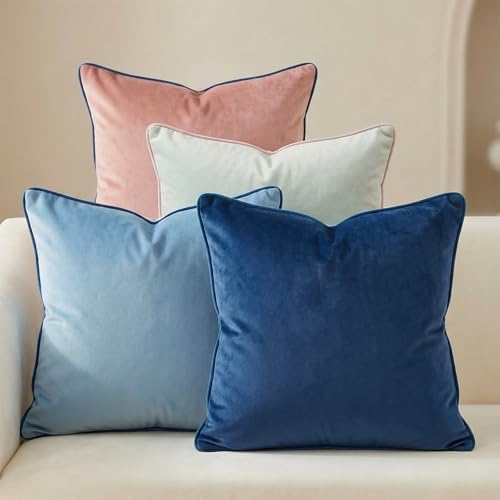 Mecatny Set of 4 Velvet Throw Pillow Covers 18x18, Soft