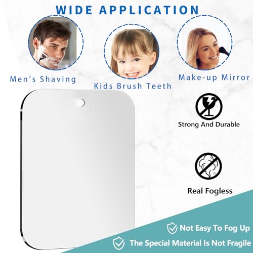 Unbreakabl Miro Shower Mirror Fogless For Shaving, Medium 8 In X 6 In Mirror For Wall Hanging, Frameless Portable Travel Camping Mirrors Shatterproof Handheld Locker Shave Mirror Makeup Plastic Anti Fog Free Bathroom thumb #5