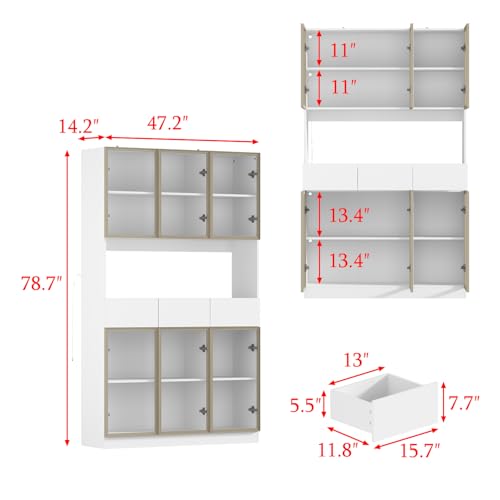 image for FUNISIR Curio Display Cabinet with Light, Storage Shelves with Pop-up 