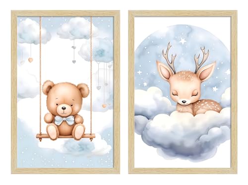 Image of ArtX Wall Paintings For Kids Room, Wall Frame, Decoration Items, 12x18 inch (A3+) Size, Multicolor, Synthetic Wood, Set Of 2