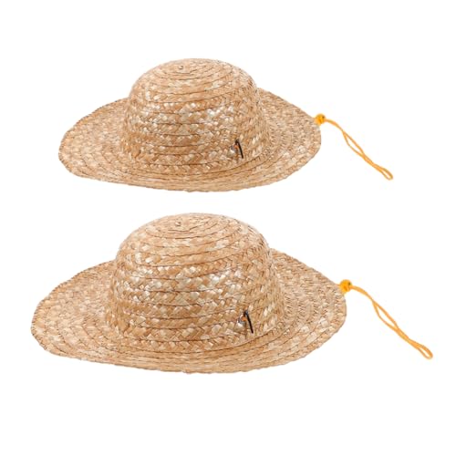 2pcs Unpainted Boys and Girls Straw Hat for Art Wide Brim Boy Girl Sun Cap Natural Material Outdoor Beach for and for Crafting and Fun Activities