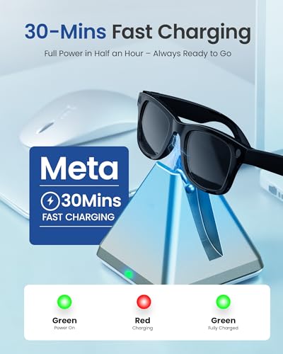 Image of Charging Dock Compatible with RayBan Meta Smart Glasses & Oakley Meta - LED Indicator, Safety Chip & Stable Base - Works as Charging Stand, Essential Accessories for Wayfarer, Headliner, Skyler