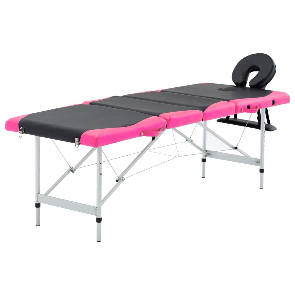 Massageliege Klappbar 4-Zonen Aluminiumgestell Schwarz und Rosa,Gesundheit & Schönheit,Körperpflege,Massage & Entspannung,Massagetische,Schwarz,23.2 kg-110248