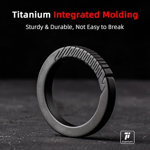 Image of FEGVE Integrated Titanium Round Carabiner Key Clip with 2 Key Rings