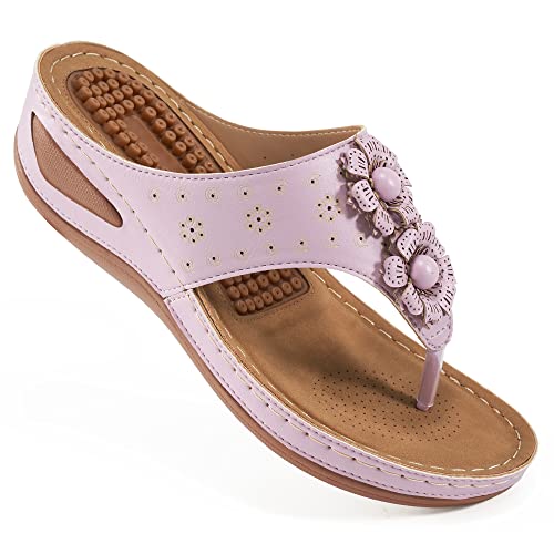 Ecetana Women's Sandals Comfortable Flip Flops For Women Summer Casual Wedge Sandals Shoes Casual #TOP6