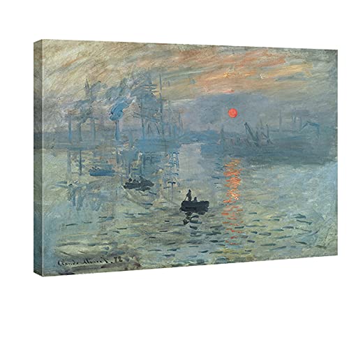 Toile Coucher de soleil Monet décoration murale salon paysage marin gris