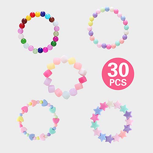 RunXin 30 Pulseras de la Princesa Las niñas,Pulsera Infantil de Colores,Regalo de Fiesta de cumpleaños para niños