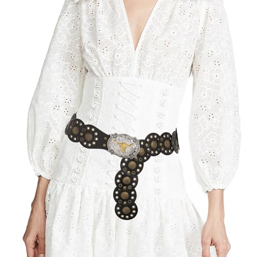 ELABEST Western Disc Belt Concho Belts Boho Cowgirl Belt Accessories for Women Jeans Dress2