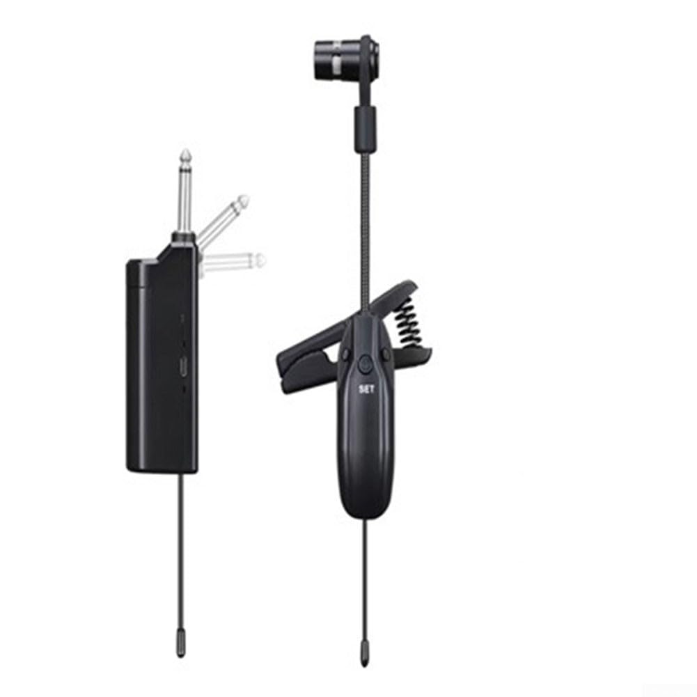 Kabelloses Saxophon-Mikrofonsystem, UHF, 50 m Reichweite, klarer Klang für Trompete, Posaune, Blechblasinstrumente, Bühnenleistung (für w7 F1)