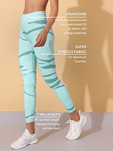Image of CULT High Waist Running Tights with Side Pocket | Geometric Print | Breathable | Moisture-Wicking | Curved Hem