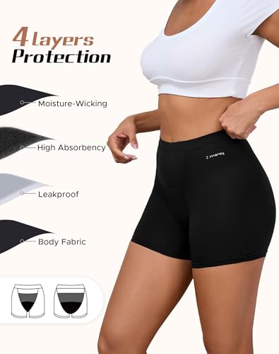 INNERSY Period Boxer for Women High Waisted Leak Proof Postpartm Menstrual Mesh BoyShorts Panties Underwear 3-Pack2