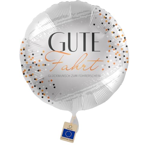 Folienballon Führerschein bestanden 'Gute Fahrt' Ballon Glückwunsch zum Führerschein Geschenk Führerscheinprüfung Fahrschule Party, Made in EU