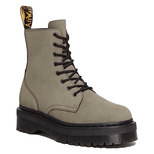Image of Dr. Martens, Jadon 8-Eye Leather Platform Boot for Men and Women, White Polished Smooth, 7 US Women /6 US Men