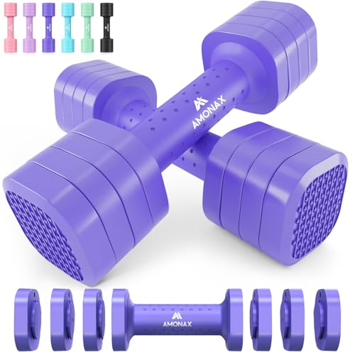 Amonax Verstellbare Hanteln, Hanteln Frauen Set, 1-5kg Kurzhanteln 2er Set, 4-in-1 Dumbbell Set für Frauen und Männer, Gewichte Hantel für Home Gym, Krafttraining Zuhause