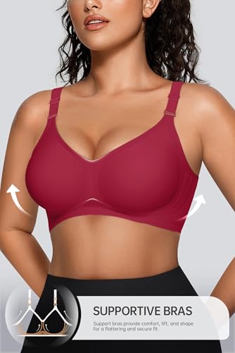 Image of OEAK Womens Comfortable Jelly Bra No Underwire Full Support Tshirt Bras