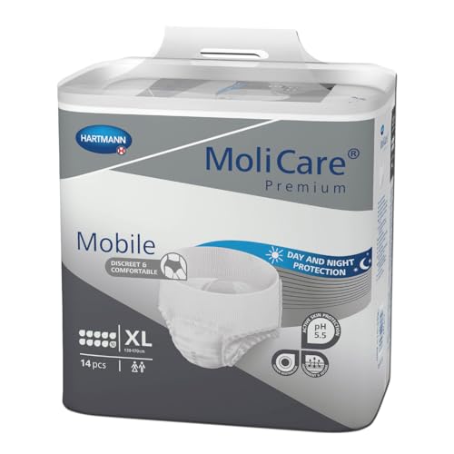 MOLICARE® PREMIUM - Mobile - Slips Absorbants pour Hommes et Femmes - Niveau d'Absorption = 10 gouttes (Fuites Urinaires Importantes) - pH Neutre à la Peau -...