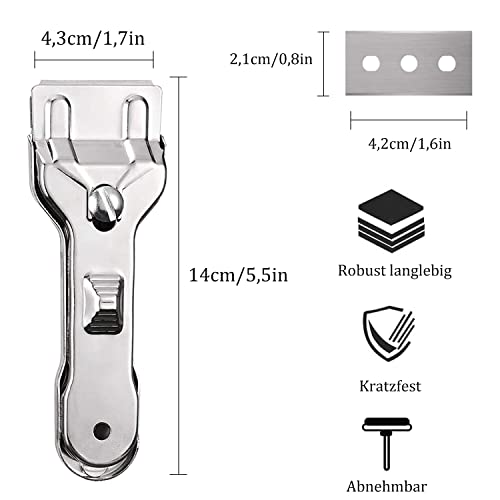 Foto von Ceranfeldschaber, Ceranfeld Kratzer, Zweischneidiger Reinigungsschaber mit Ersatzklinge, zum Entfernen von Flecken auf Herd, Glas und Keramik