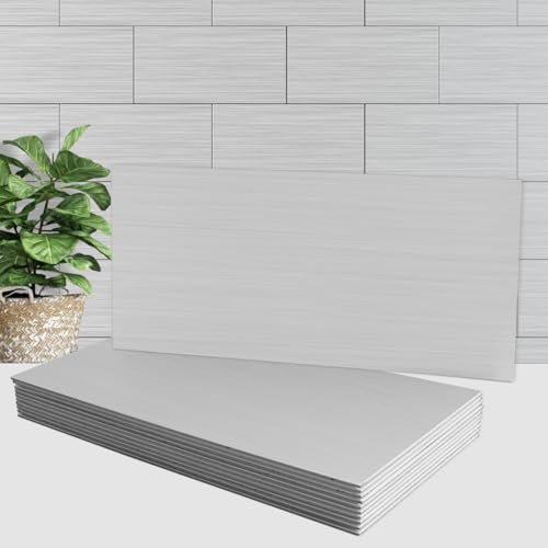 AULIGET 2-Piece Brushed Metal Peel and Stick Backsplash Tile, 6" x 12" Silver Aluminum Stick on Tiles for Backsplash Kitchen, Bathroom, Laundry Room, Camper, Fireplace
