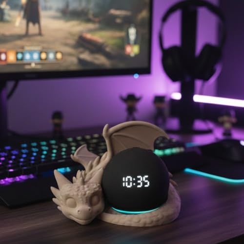 BOREAL 3D, Suporte Decorativo Boreal 3D em Formato de Dragão para Echo Dot e Echo Pop Boreal 3D (ECHO 4/5 CREME)