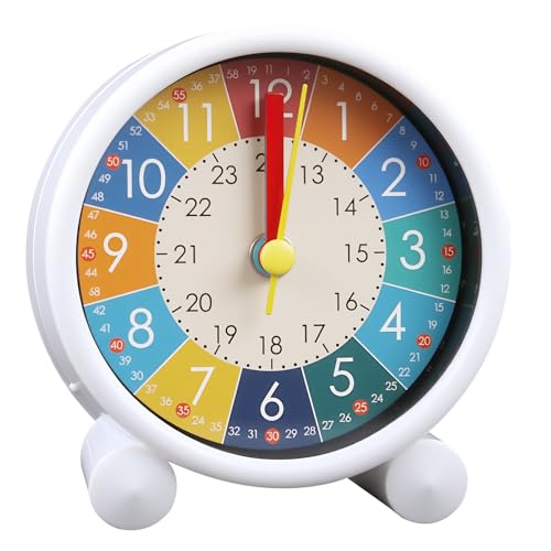 Unikeen Despertador Infantil Analógico, Sin Tictac Reloj Silencioso Despertador Educativo Digital Analógico para Niñas y Niños el Regreso a la Escuela (Pilas No Incluida