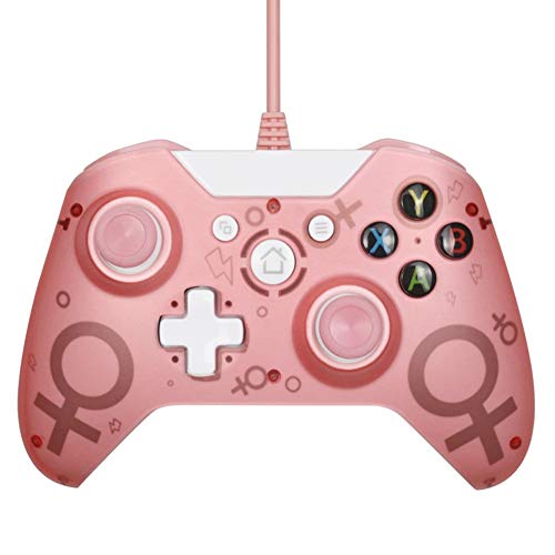 Manette de jeu filaire USB, manette de jeu avec double vibration, manette de jeu PC compatible avec Xbox One Wins 7 8 10 (rose) Cover
