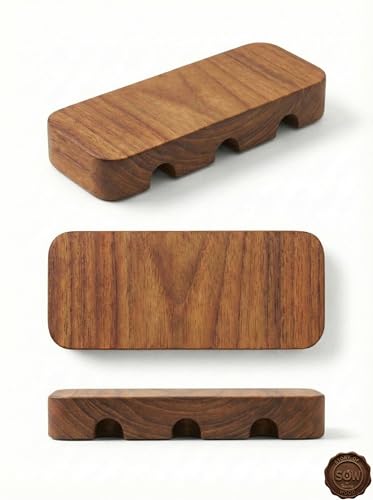 5OUND Wooden Cable Organizer in Teak and Tan Finish, Desk Wire Management Holder Designed to Organize Cables, Power Accessories, and Chargers for a Clean, Minimal, and Modern Workspace